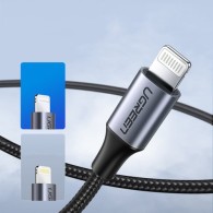 Кабел Ugreen USB Type C - Lightning MFI (Създаден за iPhone) 3A 1m (US304 60759), Черен