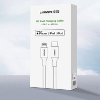 Кабел Ugreen USB Type C - Lightning MFI (Създаден за iPhone) 3A 1m (US304 60759), Черен