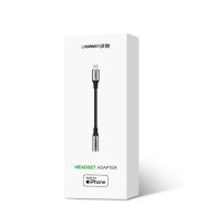 Адаптер Ugreen 3,5 mm mini jack - Lightning MFI (Създаден за iPhone)  10cm (US211 30756), Сив