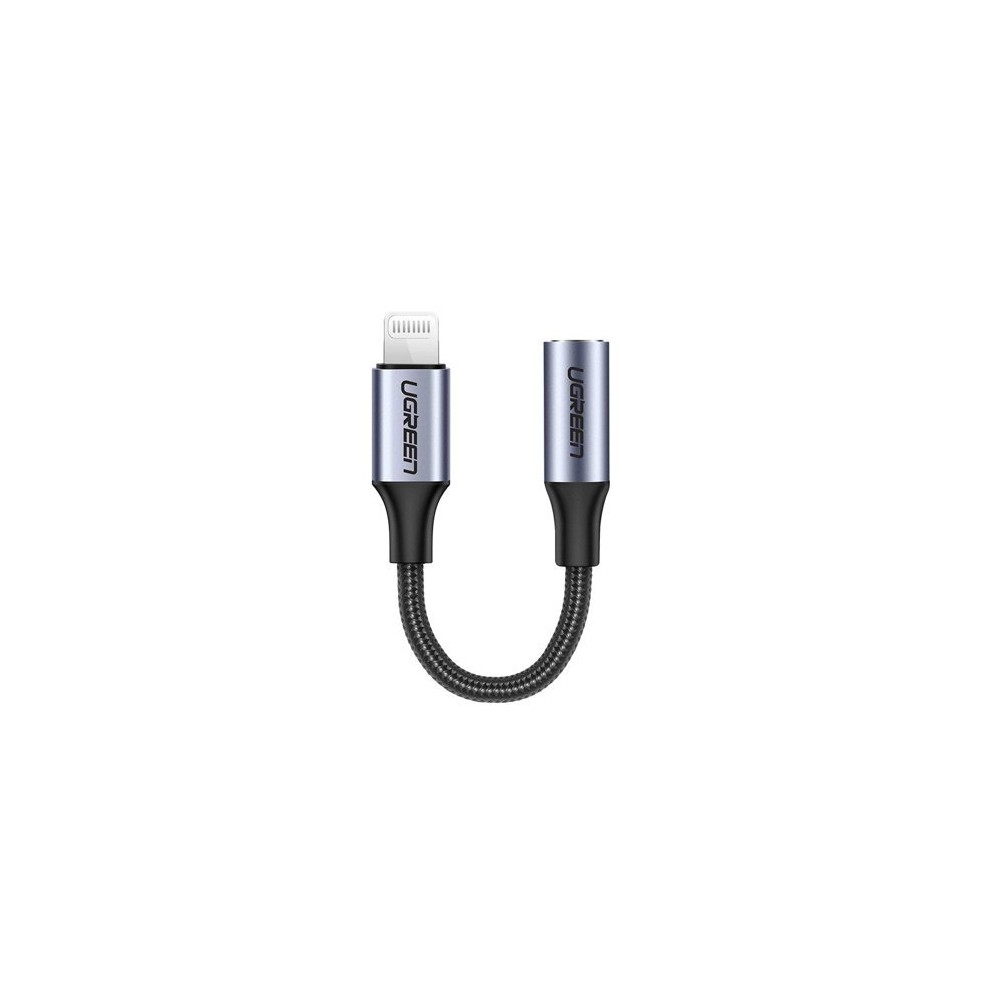 Адаптер Ugreen 3,5 mm mini jack - Lightning MFI (Създаден за iPhone)  10cm (US211 30756), Сив