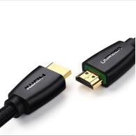 Кабел Ugreen High End HDMI 2.0 nylon braided 4K, 60Hz, 3D, 18Gbps, HDR, ARC Ethernet (HEC) 48 bit 1,5m. (HD118 40409), Черен