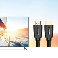 Кабел Ugreen High End HDMI 2.0 nylon braided 4K, 60Hz, 3D, 18Gbps, HDR, ARC Ethernet (HEC) 48 bit 1,5m. (HD118 40409), Черен