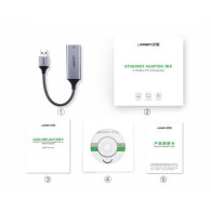 Адаптер Ugreen USB 3.2 Gen 1 1000 Mbps Gigabit Ethernet external network adapter (CM209 50922), Сив