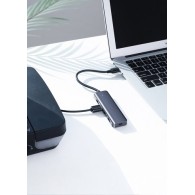 Хъб Ugreen USB - 4x USB 3.2 Gen 1, HUB със micro USB power port (CM219 70336), Сив