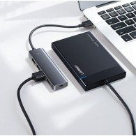 Хъб Ugreen USB - 4x USB 3.2 Gen 1, HUB със micro USB power port (CM219 70336), Сив