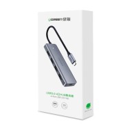 Хъб Ugreen USB - 4x USB 3.2 Gen 1, HUB със micro USB power port (CM219 70336), Сив
