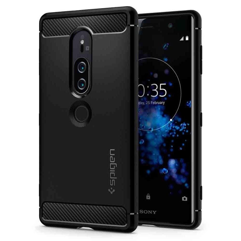 Spigen Rugged Armor удароустойчив силиконов (TPU) калъф за Sony Xperia Xz2 Premium, Black
