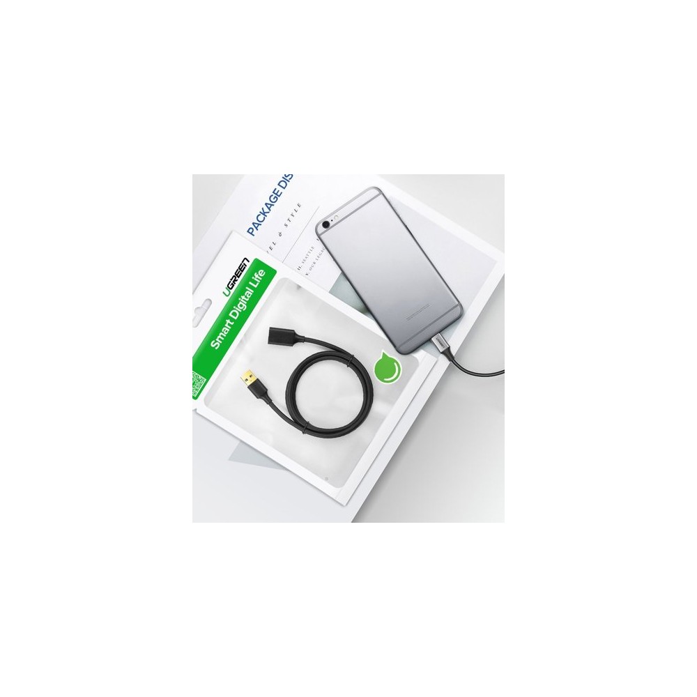Кабел Ugreen USB 3.0 (female) - USB 3.0 (male) extension cord 1,5m. (US129 30126), Черен