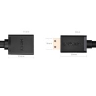 Кабел Ugreen HDMI (female) - mini HDMI (male) adapter cable 4K 60 Hz Ethernet HEC, ARC 32 channel audio 22 cm (20137), Черен