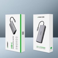 Четец на карти Ugreen USB Typ C HUB 3x USB 3.0 / SD and micro SD card reader / RJ45 1000Mbps network adapter / HDMI / VGA (40873