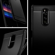 Spigen Rugged Armor удароустойчив силиконов (TPU) калъф за Sony Xperia 1, Matte Black