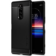 Spigen Rugged Armor удароустойчив силиконов (TPU) калъф за Sony Xperia 1, Matte Black