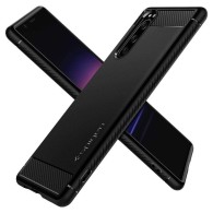Spigen Rugged Armor удароустойчив силиконов (TPU) калъф за Sony Xperia 5, Matte Black