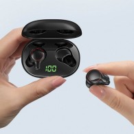 Безжични скушалки Joyroom TWS, LED Display, Waterproof IPX5, Wireless Bluetooth 5.0 (JR-T12), Черен