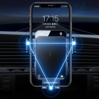 Поставка с функция за безжично зареждане Joyroom Three Axis 15W, automatic car charger electric (air vent) (JR-ZS219), Черен