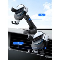Поставка с функция за безжично зареждане Joyroom 15W car charger gravity (air vent) (JR-ZS212), Сив