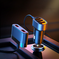 Зарядно за кола Joyroom smart car charger 5x USB 6,2 A with Extension (JR-CL03), Черен