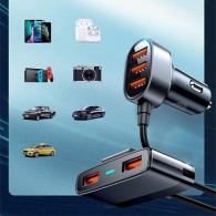Зарядно за кола Joyroom smart car charger 5x USB 6,2 A with Extension (JR-CL03), Черен