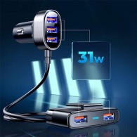 Зарядно за кола Joyroom smart car charger 5x USB 6,2 A with Extension (JR-CL03), Черен