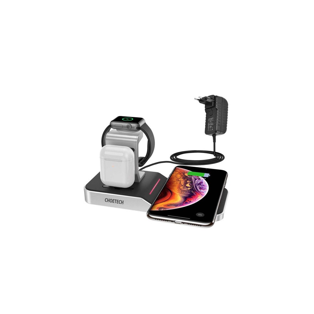 Станция за безжично зареждане 4в1 Choetech за smartphone / Apple Watch / AirPods 10W (T316), Черен