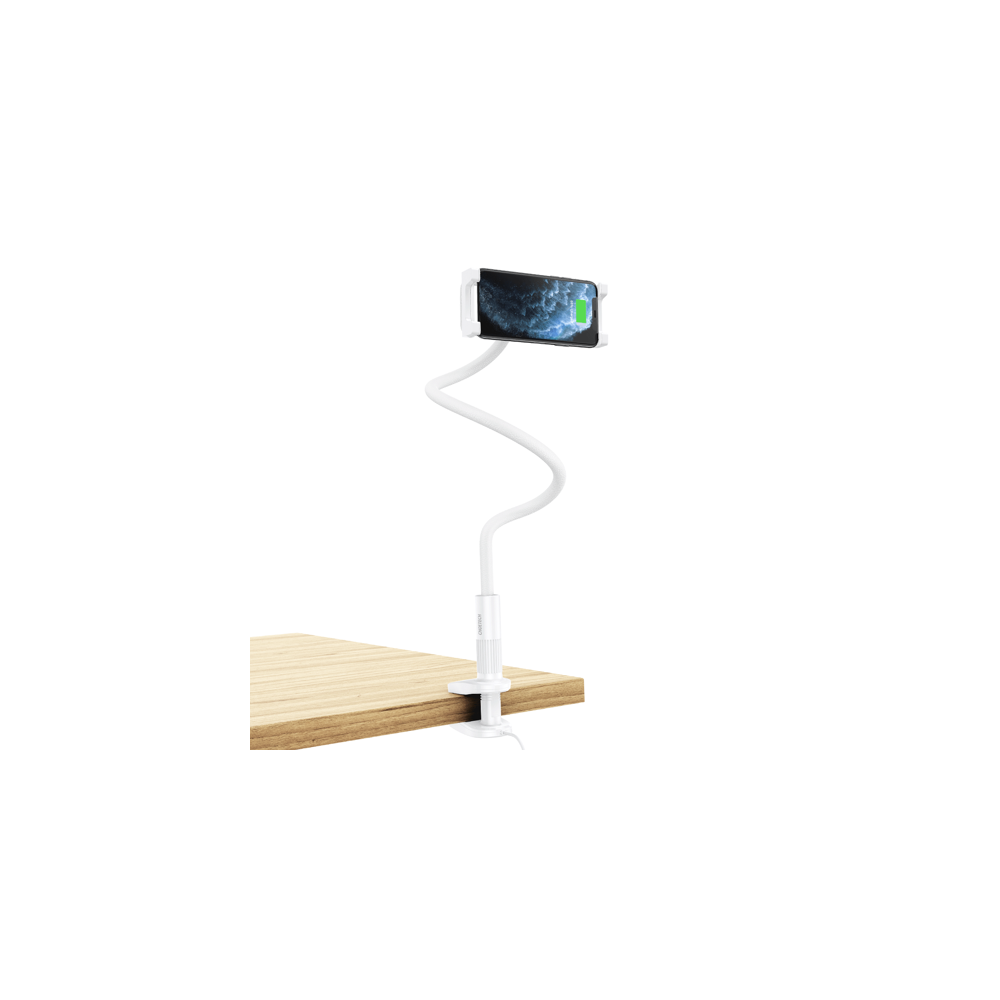 Поставка с функция за безжично зареждане Choetech Desk Telephone Holder With Clip Qi 15W (T584-F), Бял