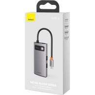 Baseus Metal Gleam 4в1 Мултифункционален Хъб USB-C Към USB-C, Power Delivery, 100W/ HDMI, 4K, 30Hz/ 1x USB 3.2 Gen 1/ 1x USB 2.0