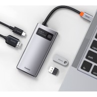 Baseus Metal Gleam 4в1 Мултифункционален Хъб USB-C Към USB-C, Power Delivery, 100W/ HDMI, 4K, 30Hz/ 1x USB 3.2 Gen 1/ 1x USB 2.0