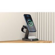 Безжично зарядно TECH-PROTECT W68, 3IN1 MAGNETIC MAGSAFE WIRELESS CHARGER, Черен