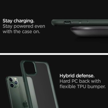 Spigen Ultra Hybrid хибриден кейс с най-висока степен на защита за iPhone 11 Pro, Midnight Green