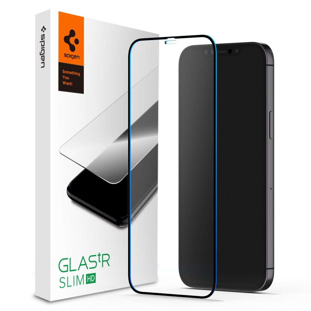 Стъклен протектор SPIGEN GLASS FC за IPHONE 12 PRO MAX, Черен
