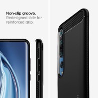 Spigen Rugged Armor удароустойчив силиконов (TPU) калъф за Xiaomi Mi 10 / Mi 10 Pro, Matte Black