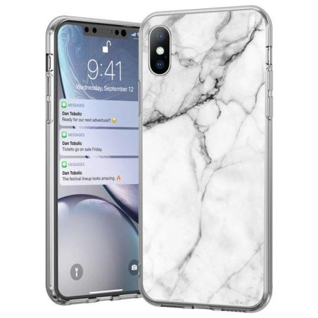 Калъф Wozinsky Marble TPU за iPhone XS / iPhone X white