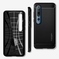 Spigen Rugged Armor удароустойчив силиконов (TPU) калъф за Xiaomi Mi 10 / Mi 10 Pro, Matte Black