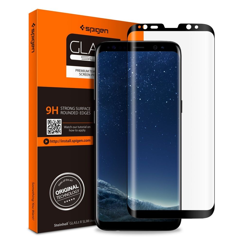 Стъклен протектор SPIGEN GLAS.TR CASE FRIENDLY за SAMSUNG GALAXY S8, Черен