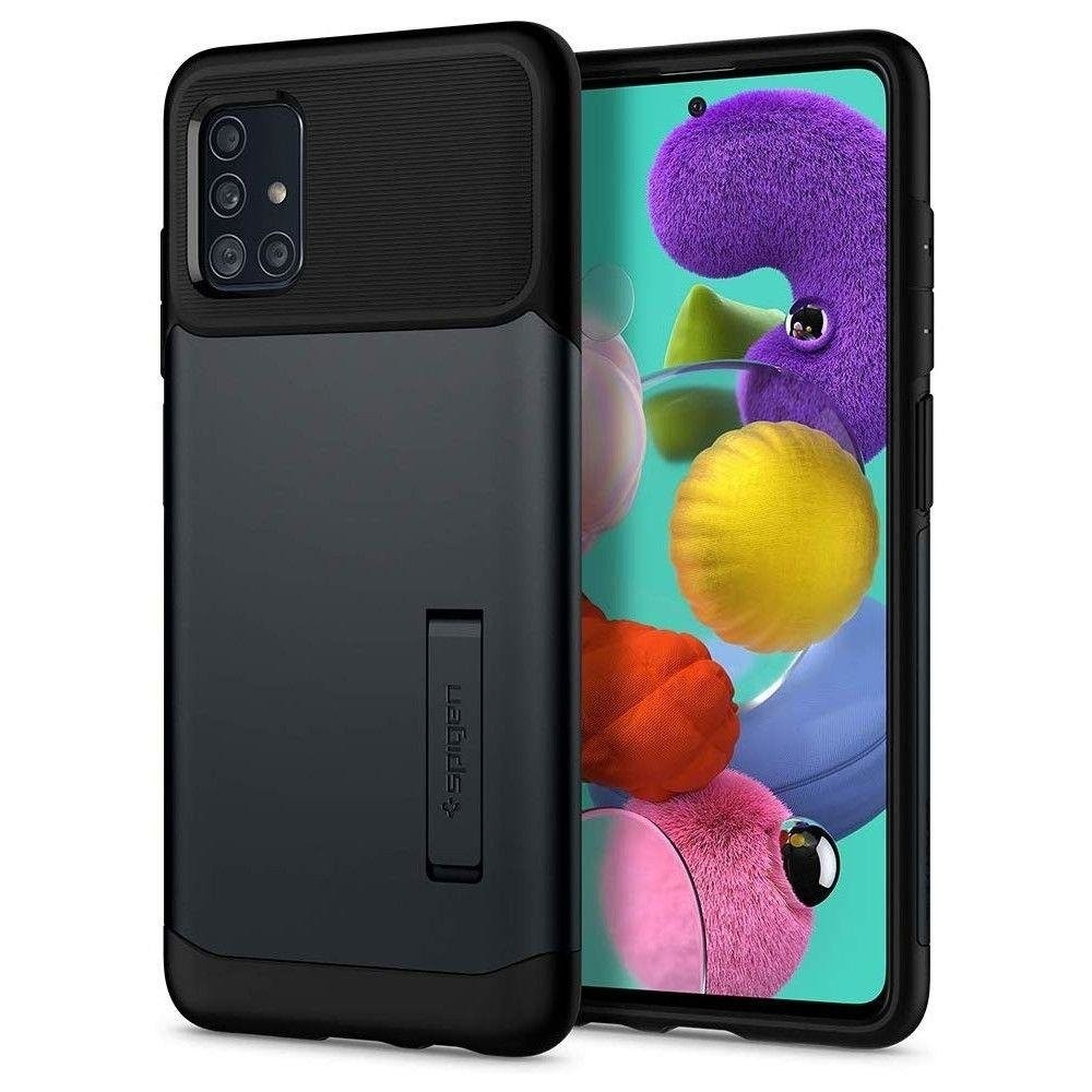 Spigen Slim Armor хибриден кейс с най-висока степен на защита за Samsung Galaxy A51, Metal Slate
