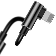 Кабел Baseus Audio Converter from Lightning to Lightning port and jack 3.5mm,Черен