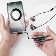 Кабел Baseus Audio Converter from Lightning to Lightning port and jack 3.5mm,Бял