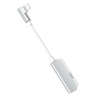 Кабел Baseus Audio Converter from Lightning to Lightning port and jack 3.5mm,Бял