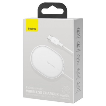 Зарядно Baseus Light Magnetic Wireless Charger, White