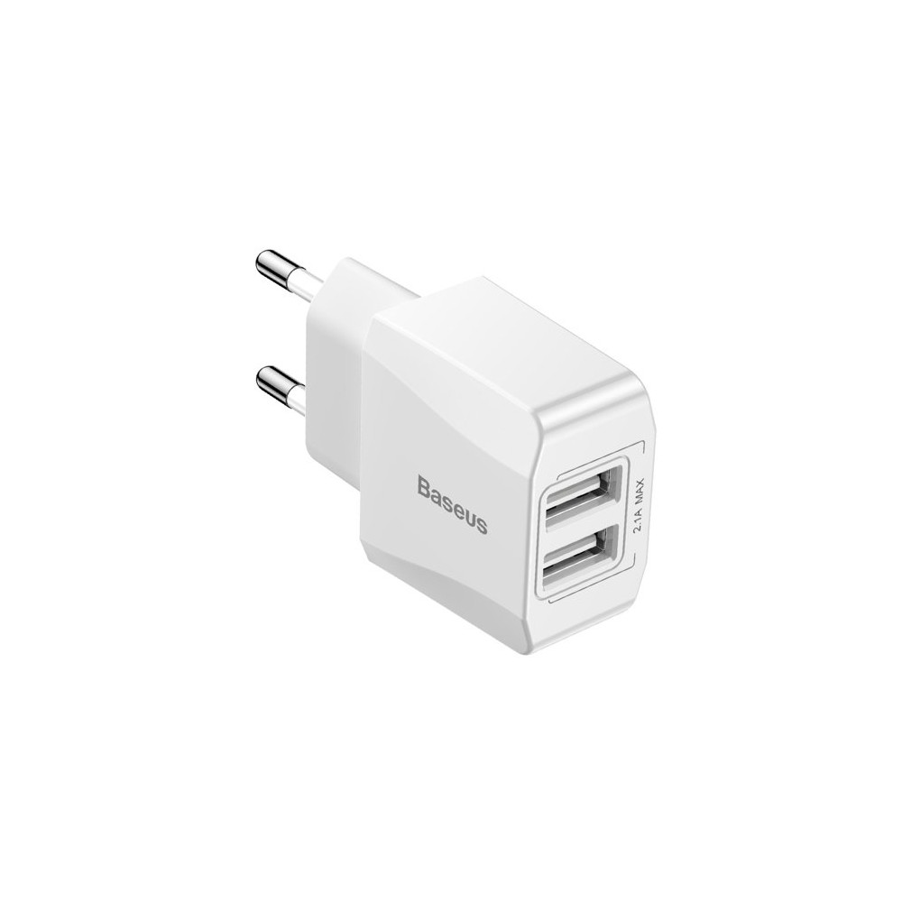 Адаптер Baseus Mini Dual-U Travel 2x USB 2.1A, Бял