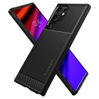 Калъф Spigen Rugged Aarmor за Samsung Galaxy S22 Ultra, Matte Black