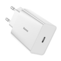 Адаптер Baseus fast wall charger USB Typе C + Lightning cable, Бял