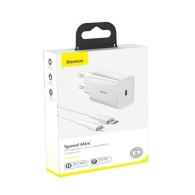 Адаптер Baseus fast wall charger USB Typе C + Lightning cable, Бял