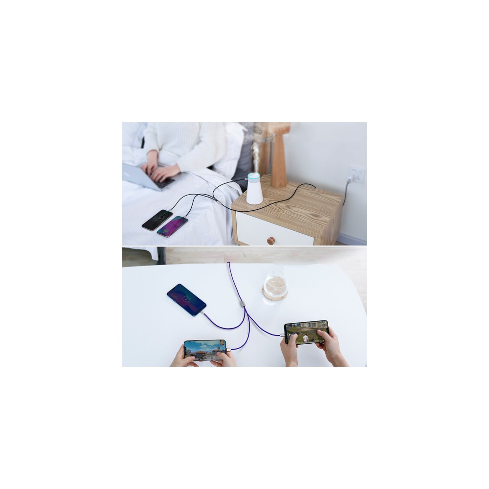 Кабел Baseus Three Little Pigs – micro USB, Lightning, USB-C, 3.5A 1.2M, Червен