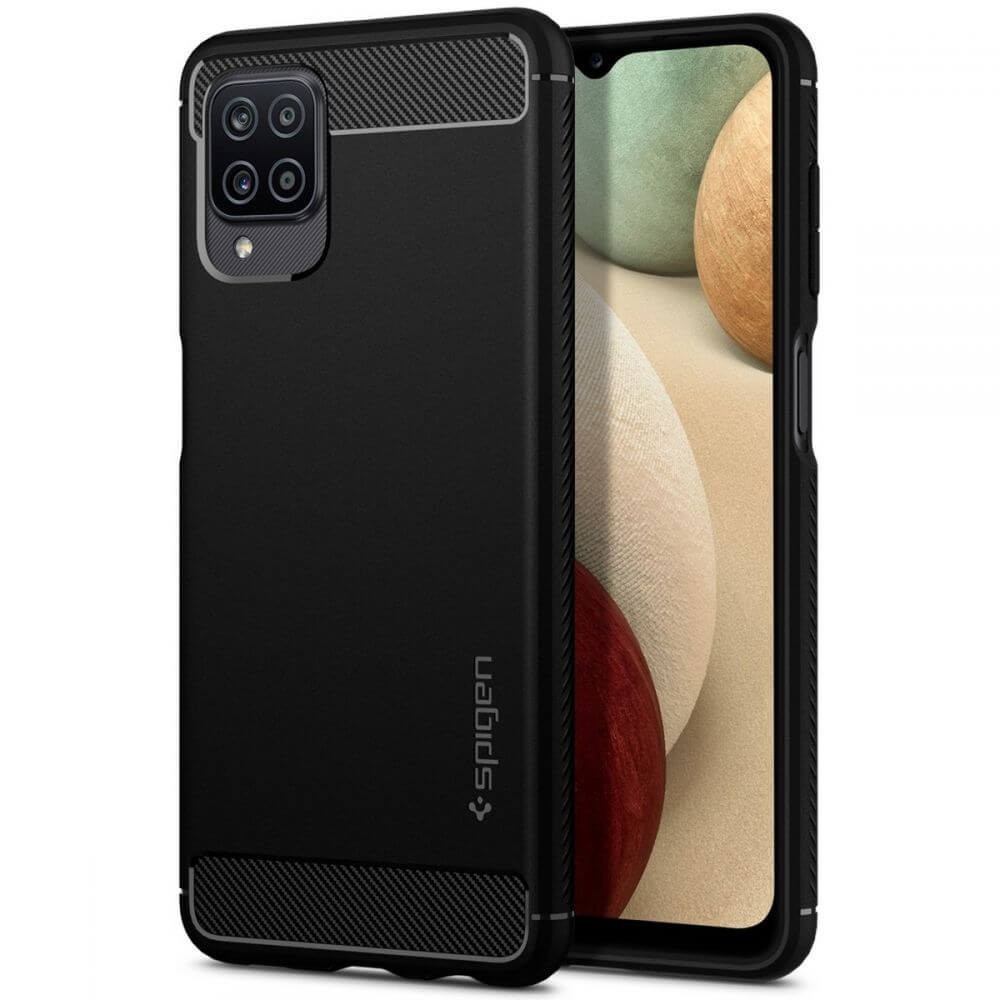 Калъф Spigen Rugged Armor за Samsung Galaxy A12, 2020/ 2021, Matte Black