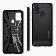 Калъф Spigen Rugged Armor за Samsung Galaxy A21s, Matte Black
