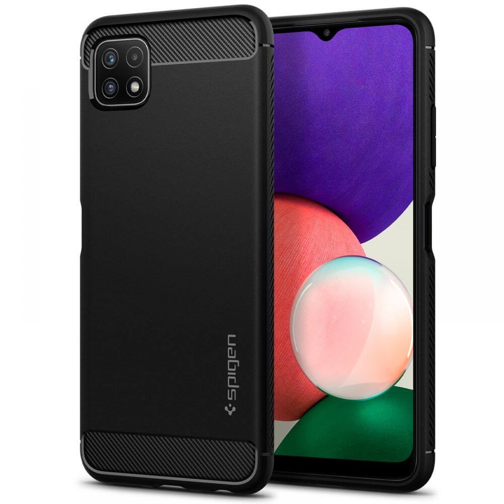 Калъф Spigen Rugged Armor за Samsung Galaxy A22 5G Matte Black