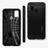 Калъф Spigen Rugged Armor за Samsung Galaxy M21, Matte Black