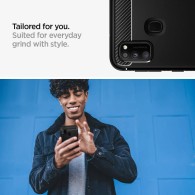Калъф Spigen Rugged Armor за Samsung Galaxy M21, Matte Black