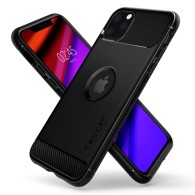 Spigen Rugged Armor удароустойчив силиконов (TPU) калъф за iPhone 11 Pro Max, Matte Black